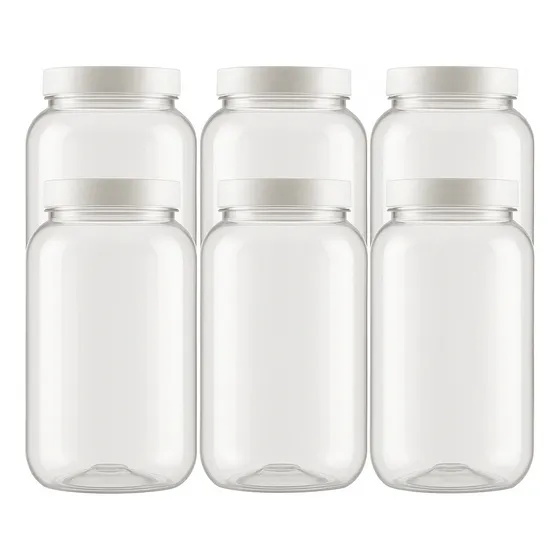 Kit 6 Pote Para Mantimentos Grande Tampa De Rosca 2,7 Lts Cor Branco