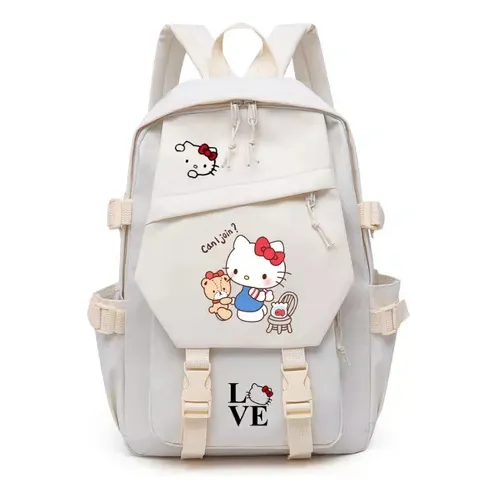 Hello Kitty Girl Backpack, Versatile Middle School Campus Schoolbag (without Pendants)