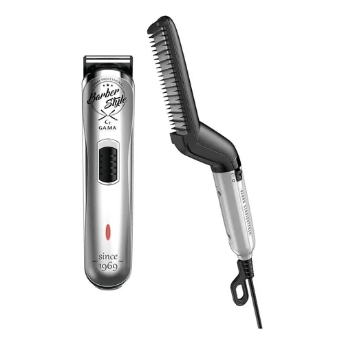 Cortapelos Inalambrico Gt 527 + Planchita Barber Style Ga.ma Color Gris