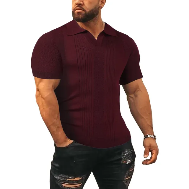 Chomoleza Polo Punto Ajustado Para Hombre Manga Corta Larga