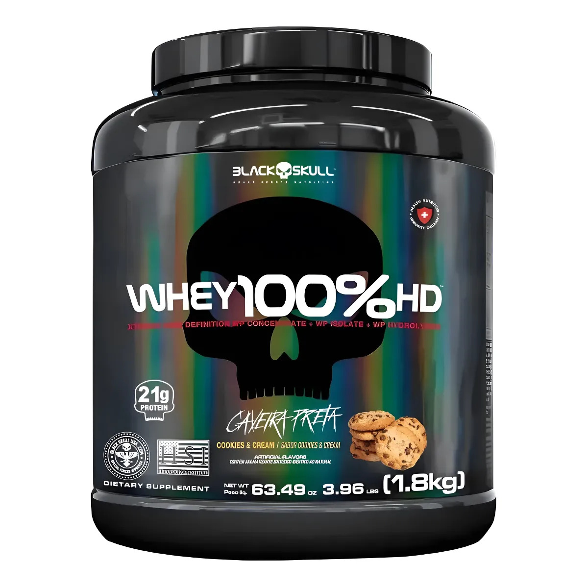 Whey Protein 100% Hd 1,8kg Pote Black Skull Cookies And Cream