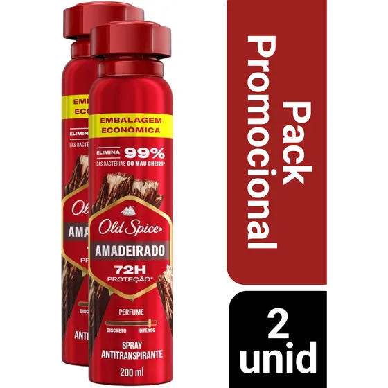 Kit 2 Desodorante Old Spice Amadeirado Masculino 72h 200ml