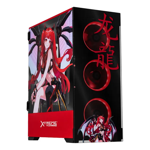 Gabinete Gamer Xtreme Pc Gaming Scarlet Dragon Edition Cxtsd9000rd Torre Completa E-atx/atx/micro Atx/itx Fan 4x120mm Cristal Templado Argb Rojo