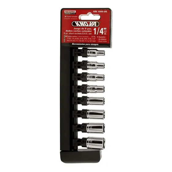 Juego Dados Cortos De 1/4  - 9 Piezas Estándar - Knova