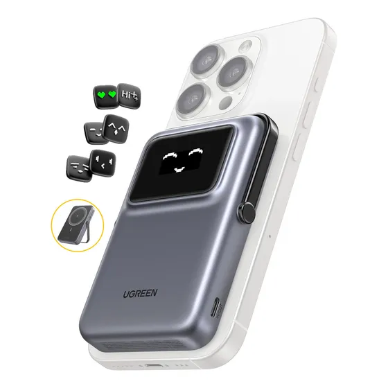 Power Bank Ugreen Magnetico Tipo C 20w Slim 5000 Mah Soporte Gris