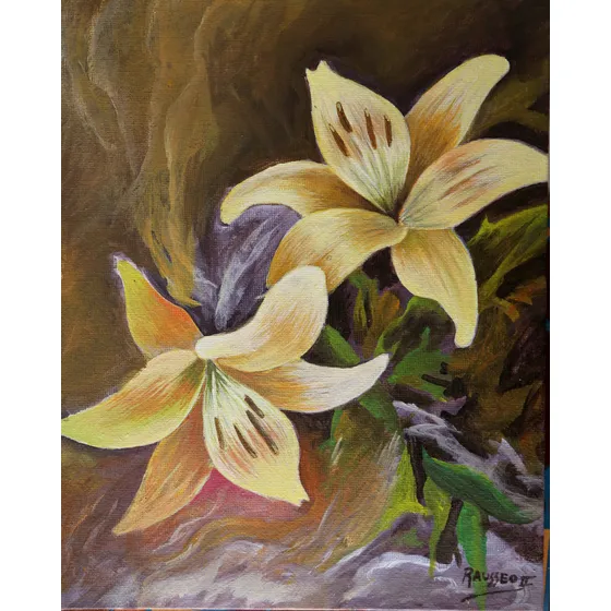 Cuadros Decorativos / Lirios / Pintura Acrílico Sobre Tela