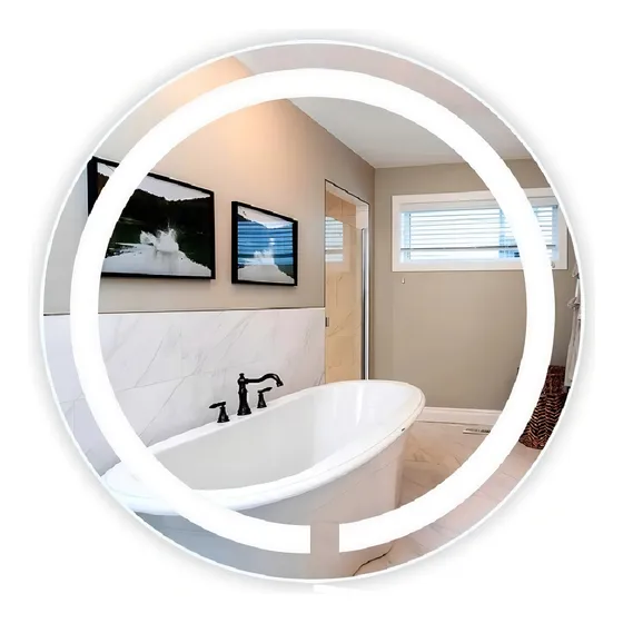 Espelho Jateado Redondo 60cm Com Led Frio