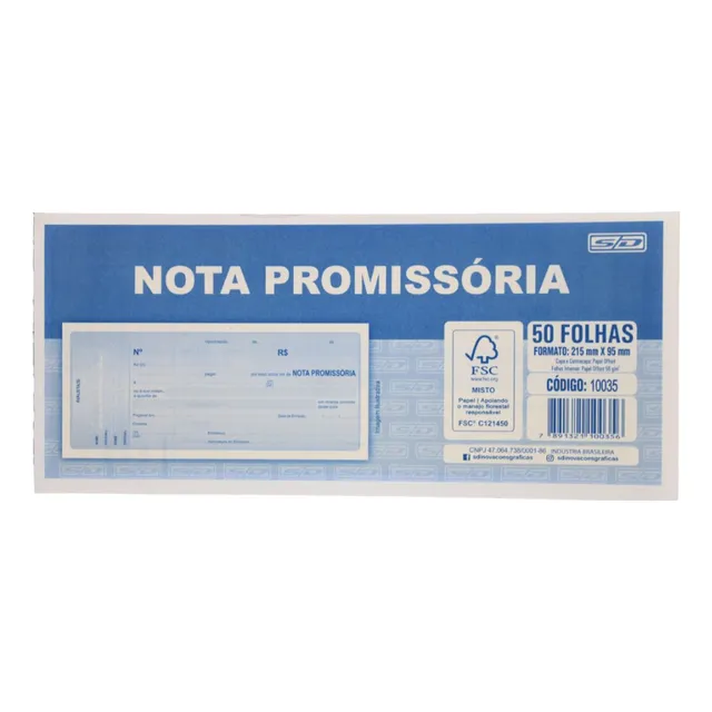 20 Blocos Nota Promissória Amarela Grande C/ 50 Folhas