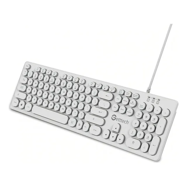 Teclado Getttech GTI-28201B Retroiluminado Alámbrico USB Blanco Español 105 Teclas