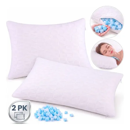 Almohada Memory Foam 3D 46x64cm 2PK, Diseño Triangular, Gel Refrescante, Soporte Ergonómico Cervical, Suave y Transpirable