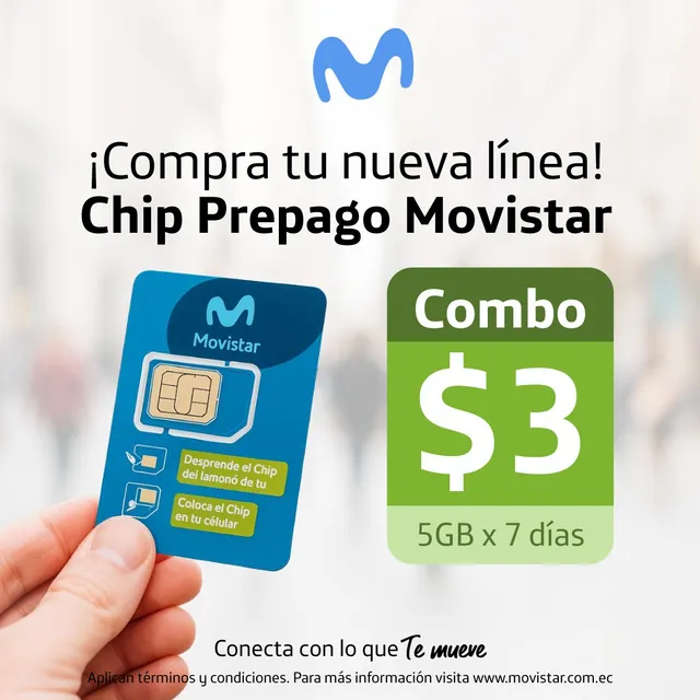 Chip Físico Sim Card Movistar Línea Nueva Combo 5gb X 7 Días