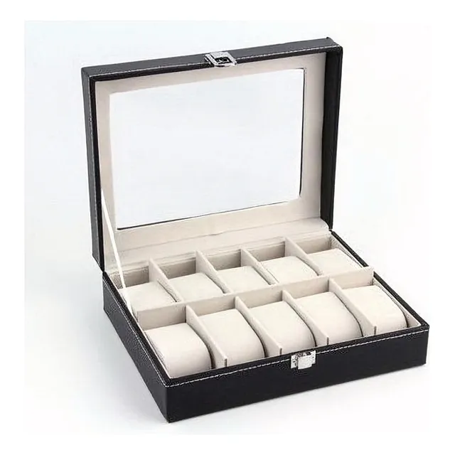 10 Compartimientos Pu Cuero Relojes Organizador Porta Joyas 