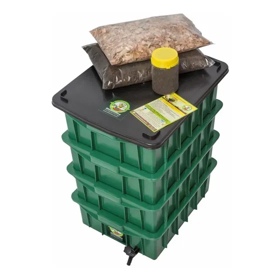 Composteira Doméstica Média 60L com Minhocas Californianas MinhocoShow Cor Verde