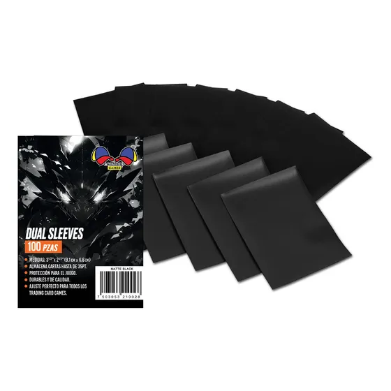 Card Sleeves Dual Mica Funda Protector Cartas Black 100pz