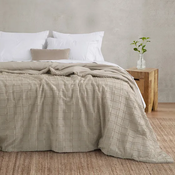 Cubrecama Colcha King Size 240x240 Diseño Escocés Chenille Color Mykonos | Visión Liso