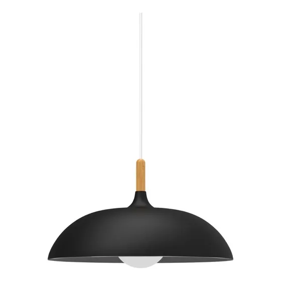 Lámpara De Techo Colgante Macaron Con Madera 40cm Diámetro Color Negro Talla Negro Ilios Innova