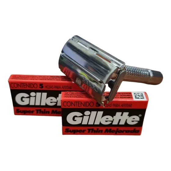 Maquina De Afeitar De Metal Makao+2 Cajas De Hojas Gillette