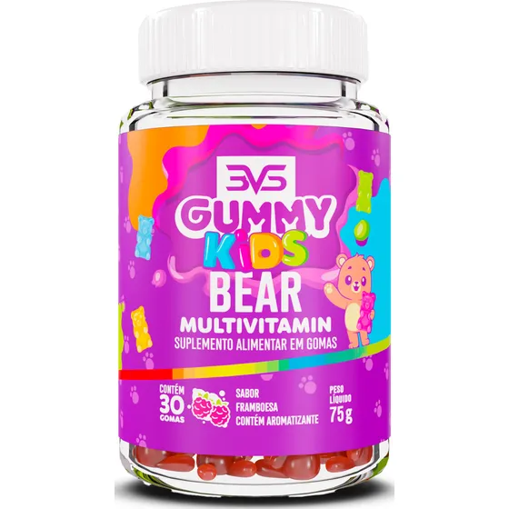 Gummy Multivitaminico de A a Zinco Kids - Sabor Framboesa - 100% Natural Produzido Com Pectina E Tapioca