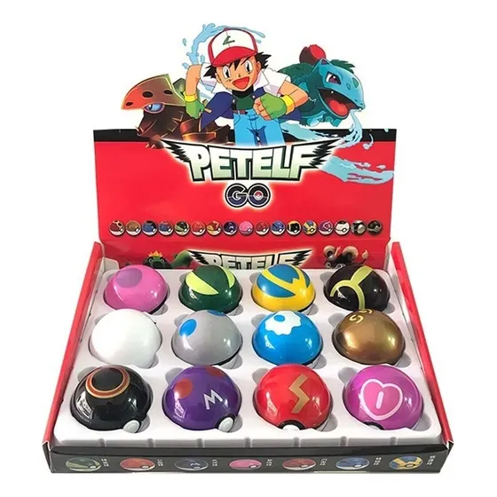 Caja De 12 Pokebolas Pokémon Sorpresa Pikachu Anime Juguetes