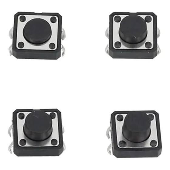 10pz Push Button Boton De 12x12x?? 4 Pines Microswitch Negro