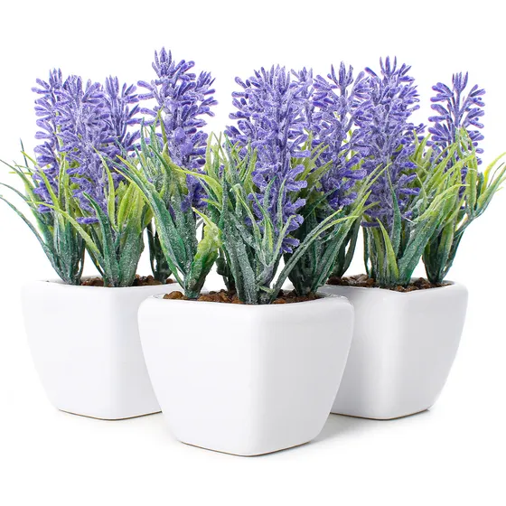 Arranjo de flores artificiais vasos com flores artificiais Planta Artificial Lavanda com Vaso de Cerâmica Arranjo de Mesa Ideal Para Decoração de Casa Escritório e Mesas de Festas e Eventos
