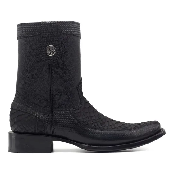 Botas Mod. Orion En Piel De Pitón Color Negro