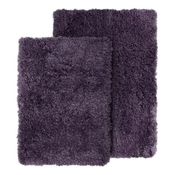 2 Alfombra Baño Color Morado Super Calida Suave Esponjosa X