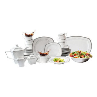 Vajilla Porcelana Oro Platino 47p 8persona Elegante Servicio Vajilla Porcelana Oro Platino 47p 8persona Elegante Servicio