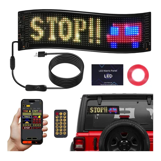 Cartel Led Programable 37.3cm X 9.1cm Eachbid Rgb Usb
