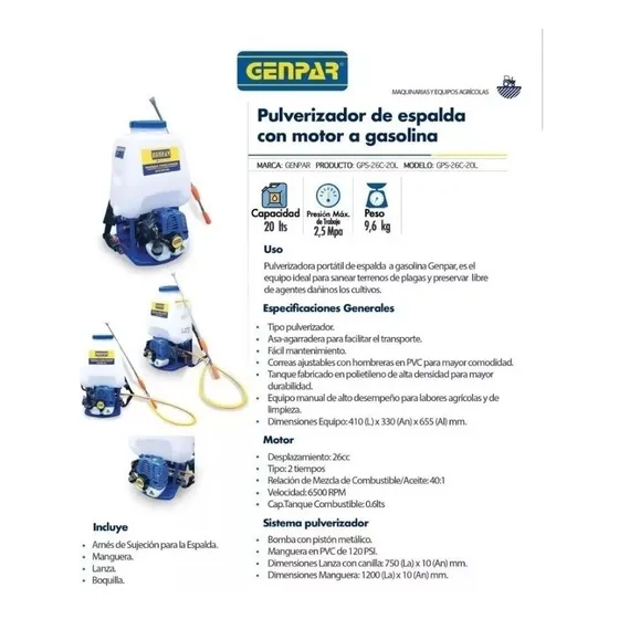 Fumigadora De Espalda Genpar Con Motor