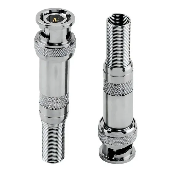 Kit 10 Conector Bnc Macho Com Mola E Parafuso P/ Cftv Camera