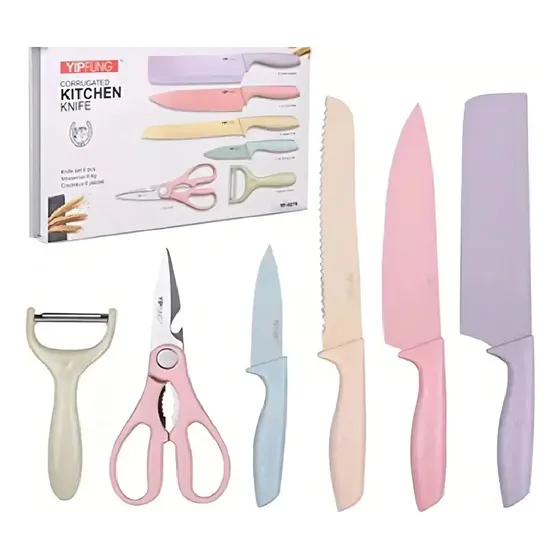 Set Cuchillos Cocina 6 Piezas Acero Inoxidable Mango Antideslizante | Cuotas sin interés