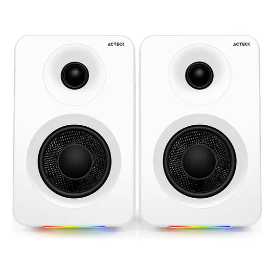 Bocinas Acteck Bs700 Inalambrico Sonido 2.0 50w Rgb Blanco