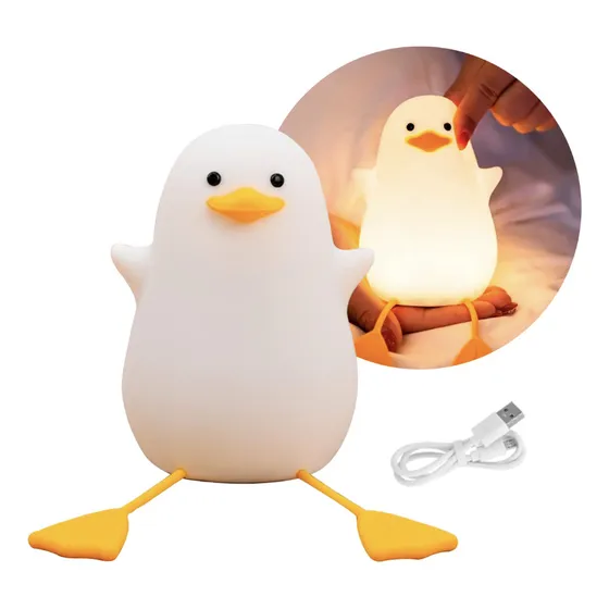 Lampara Velador Luz Regulable Pato Silicona Recargable Usb