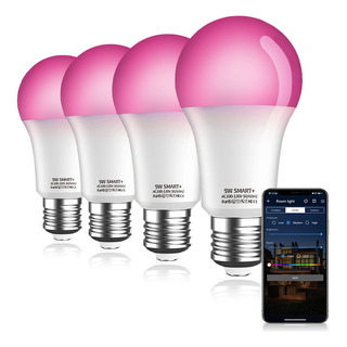 4 Focos Wifi Inteligentes Led Rgb 9w Alexa Google Bombilla 4 Focos Wifi Inteligentes Led Rgb 9w Alexa Google Bombilla