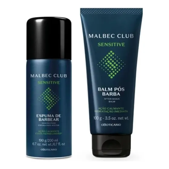 Kit Malbec Club Sensitive: Espuma De Barbear+balm Pós Barba