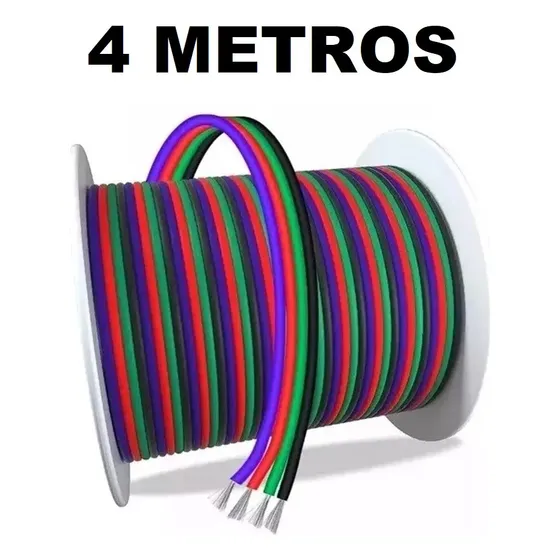 Cable Extensión De 4 Cables Para Tira Led Rgb 3528 5050 22ga