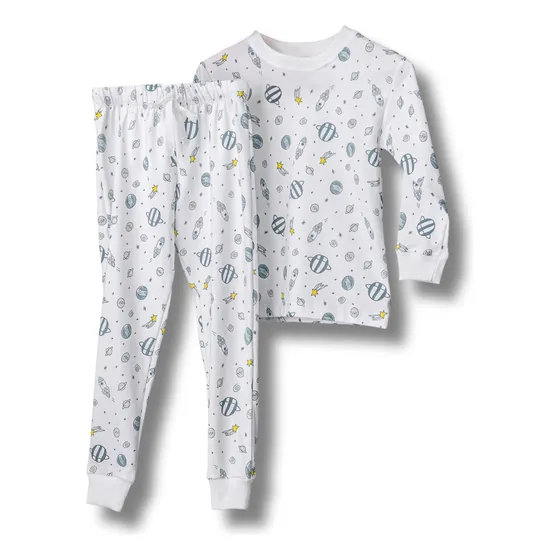 Pijama Largo Niño Print Espacio Algodón Pima Peruano