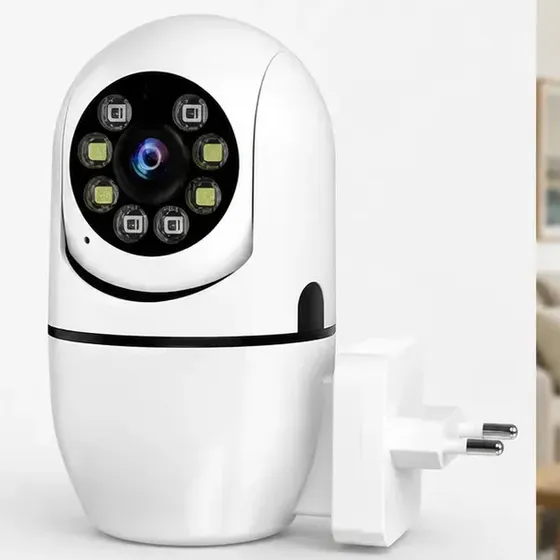 Câmera De Segurança Inteligente Wifi Tomada Full Hd Noturna Cor Branco