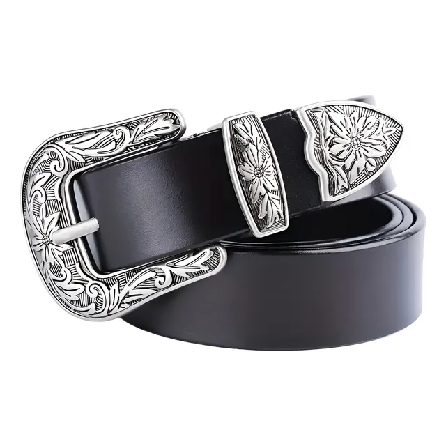 Correa Cinturón Mujer Bohemio  Vaquero Cuero Pu Negro - E397