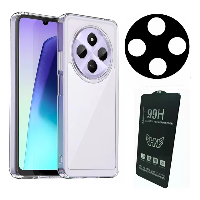 Funda Antishock + Vidrio Camara + Vidrio Templado Redmi 14c