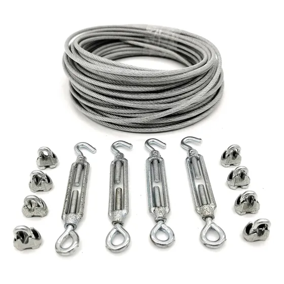 40mts Cabo Aço Revestido Pvc 4mm Varal + 4esticador + 8clips