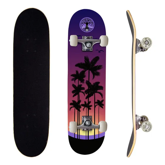 Skate Street Completo Montado Semi Profissional PRO-1 Maple Sunset Beach 100KG Life Dreams