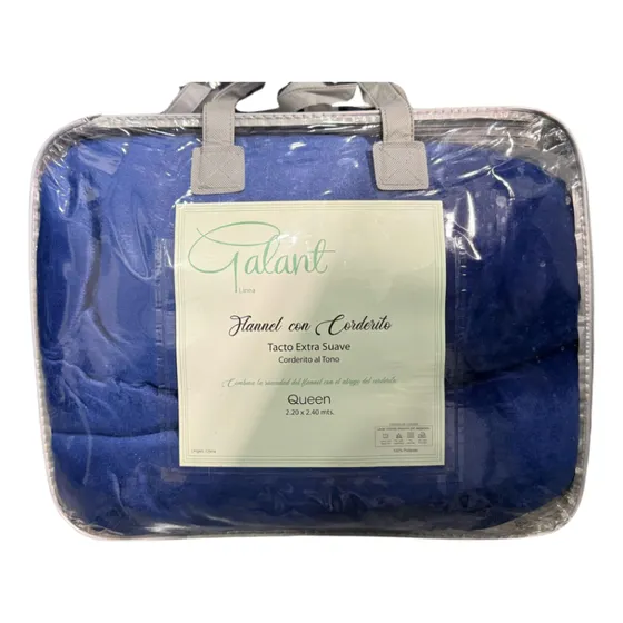 Frazada Con Corderito Lisas Galant 2 1/2 Queen Size 225x245
