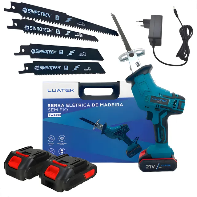 Mini Serra Poda Elétrica Portátil 21v Com 2 Baterias Com Nfe