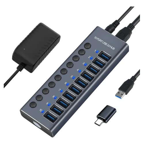 Hub Usb 3.0 De Alumínio Alimentado Com 16 Portas Us110v N