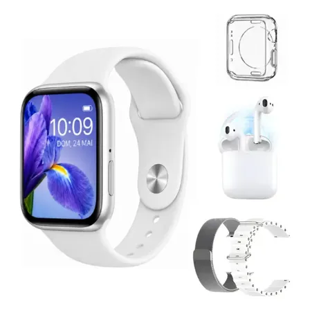 Smartwatch Feminino Série 10 Mini 38mm Elegante Toca Música Prata Branca