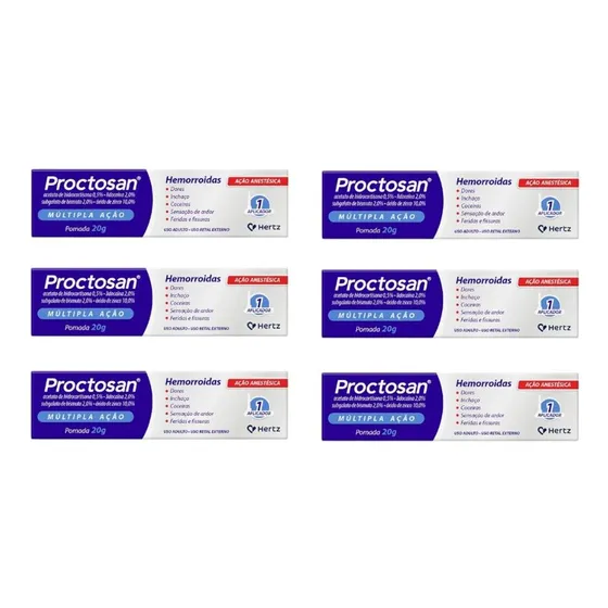 6 Pomadas Proctosan Múltipla Ação De 20g Cada