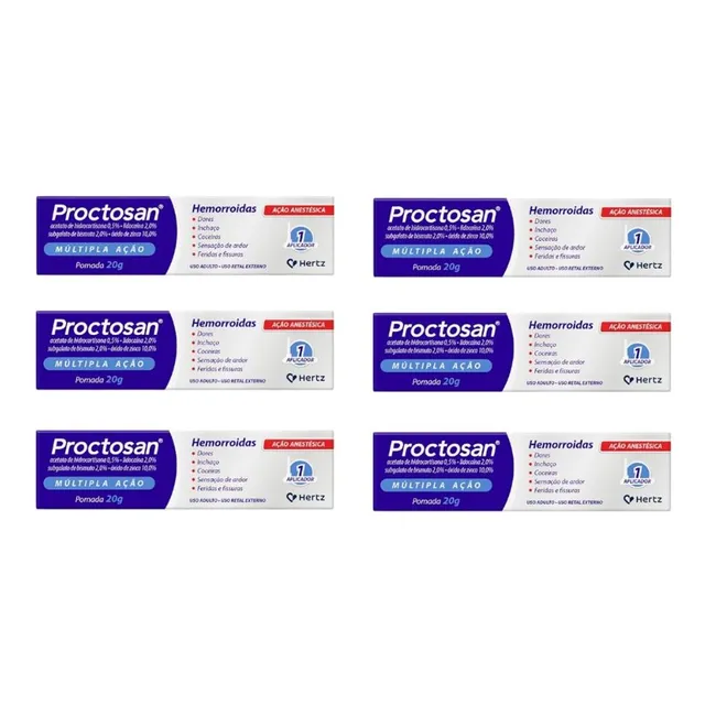 6 Pomadas Proctosan Múltipla Ação De 20g Cada
