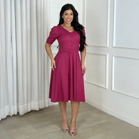 Vestido Evangélico Godê Mídi Moda Feminina